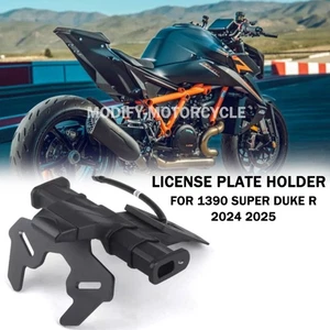 For KTM 1390 Super Duke R 2024-UP Black Motorcycle License Plate Holder Kits - Picture 1 of 14