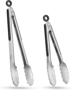 Juego de pinzas de cocina de acero inoxidable Hotec de 2 - 9" paquete de 2: 9, 12 pulgadas, negro - Imagen 1 de 8