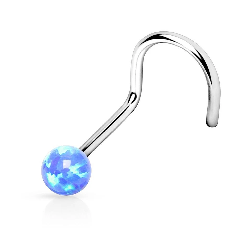 Piercing Naso Asta Cavatappi Opale Blu - Immagine 1 di 1
