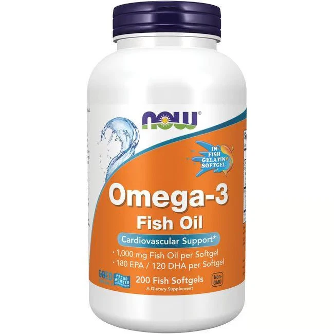 Aceite de pescado omega-3 NOW Foods 1000 mg 200 geles Foto 1 de 2