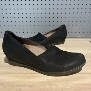 Dansko Lilianna Burnished Nubuck Wedge Loafer Black Size 37 Comfort - Picture 1 of 10