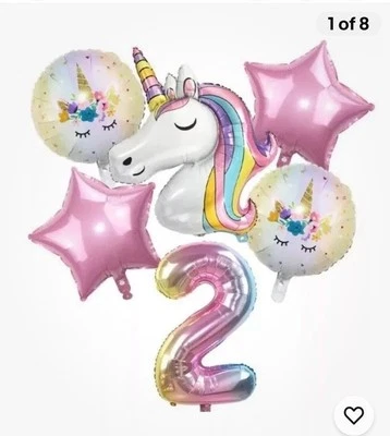 "Набор из 6 больших фольгированных воздушных шаров-единорогов ""2-й"" украшение для дня рождения читайте описание" - Изображение 1 из 4