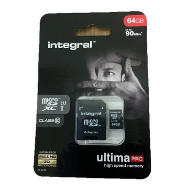 Integral Ultima Pro 64GB MicroSD SDXC Card, V10, A1, UK Seller - Image 1 of 4