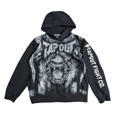 TAPOUT Fight Co Y2K толстовка с капюшоном взрослых маленький/молодежь XL черный MMA толстовка логотип гранж - Изображение 1 из 4