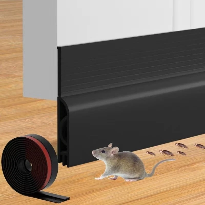 Door Draft Stopper for Bottom of Door Adjustable Weather 39inch Black