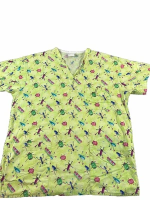 Blusa Médica Peaches para Mujer Pequeños Bichos Manga Corta Cuello en V Foto 1 de 4