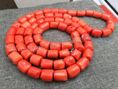 Natural Orange Coral 12-14mm Irregular Freeform Gemstone Beads Necklace 14-48'' - Image 1 of 4