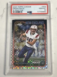 2024 Topps Chrome Drake Maye #203 X-Fractor (RC) PSA 10 GEM MINT 📈 - Picture 1 of 2