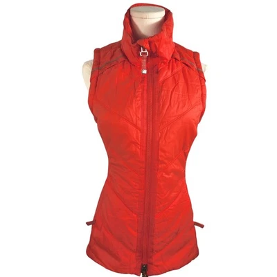 Athleta Orange Quilted Vest Womens XS Sleeveless Full Zip Puffer Jacket - Image 1 of 4