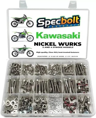 Kit de pernos Kawasaki Dressup (nickel wurks) KX65 KX85 KX125 KX250 KX250F KX450F Foto 1 de 4