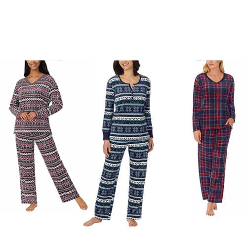 Conjunto de pijama polar de 2 piezas para mujer Nautica pantalones con bolsillos top manga larga Foto 1 de 1