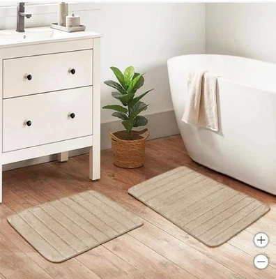 Коврик для ванны Mineral Springs серо-коричневый упаковка 2 шт. стежок каналов пена с эффектом памяти нескользящий - Изображение 1 из 4