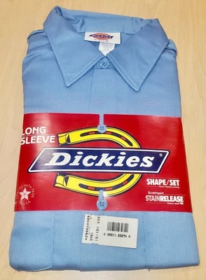 Vintage NOS Long Sleeve Blue Dickies Shape/set Work Shirt 15-15 1/2 × 35 USA - Image 1 of 4