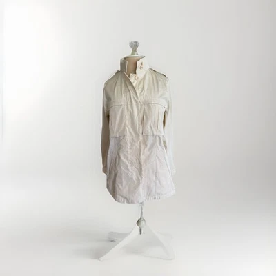 Jaqueta Allegri Feminina Grande Quebra-Vento Capa de Chuva Bege Creme Feita Na Itália - Imagem 1 de 4