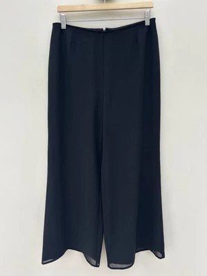 Impresionante pantalón Joseph Ribkoff negro con superposición de pierna ancha 12 forrado de gasa pesado Foto 1 de 4