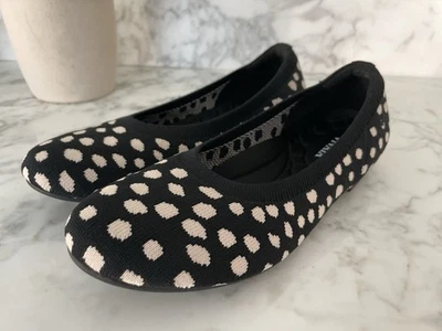 Vivaia Claire Round Toe Flats Size 7.5 (38.5) Black Ivory Polka Dots Ballet - Image 1 of 4