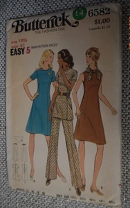 Butterick Pattern 6582 Misses' Dress Tunic Pants & Scarf Sz 18.5 Bust 41 Uncut - Picture 1 of 2