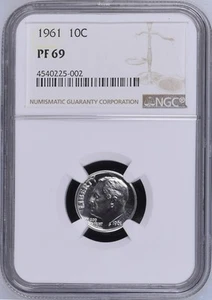 1961 Roosevelt Dime NGC PF69 Silver Proof Coin 10C - Picture 1 of 9