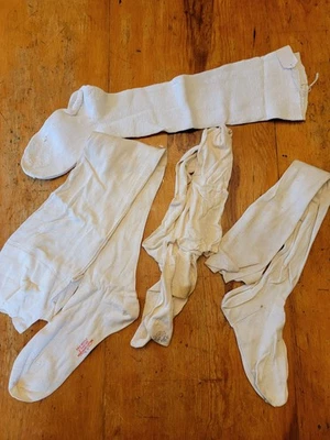 Antique Vtg SOCK LOT- Victorian 1870s knit stockings hand mended Germany 7.5 & 8 - Image 1 of 4