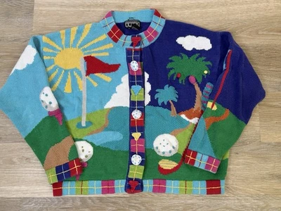Cárdigan Berek de Colección Novedad Suéter Palos de Golf Verde Tejido a Mano Foto 1 de 4