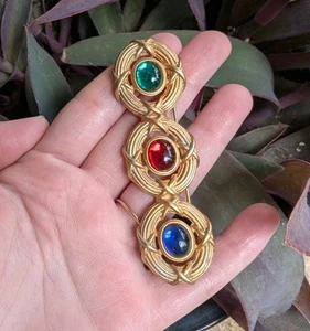 70er Jahre bunte Mittelalter Revival Renaissance Jahrmarkt Brosche Anstecknadel Modeschmuck - Bild 1 von 8