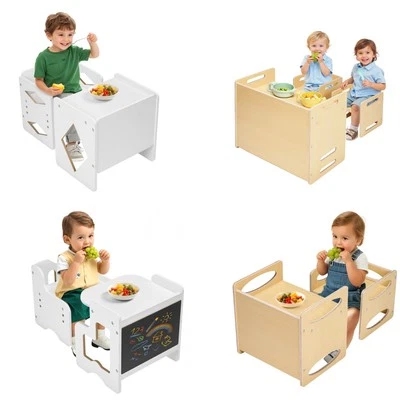 Uimoso Weaning Table and Chair Set Montessori Kids Activity Table and Chair Wood - Image 1 of 2
