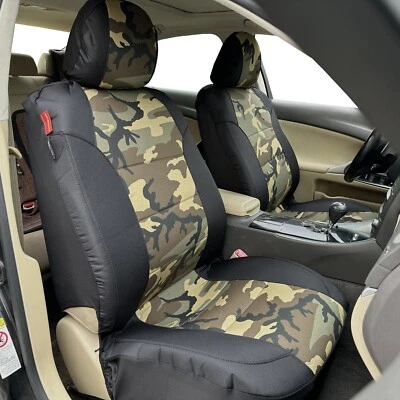 For Ford Explorer 2005-on Car Front Seat Covers Black Army Camo Canvas 2PCS - Image 1 of 4