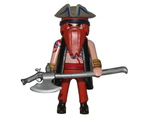 Playmobil Pirate Captain red beard w/ black jacket - C52 - Picture 1 of 4