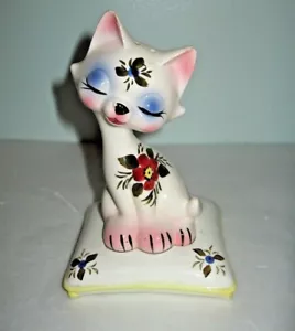 Vintage Keramik Katze sitzend auf Kissen Salz & Pfefferstreuer Set süß - Bild 1 von 8