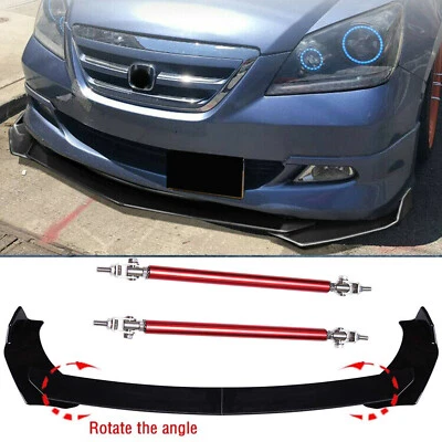 For 2005-2007 Honda Odyssey Van Front Bumper Lip Splitter Spoiler + Strut Rods Foto 1 de 4