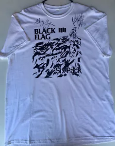 T-shirt Black Flag confezione da sei punk autografata firmata Greg Gin Mike Vallely taglia XL - Foto 1 di 10