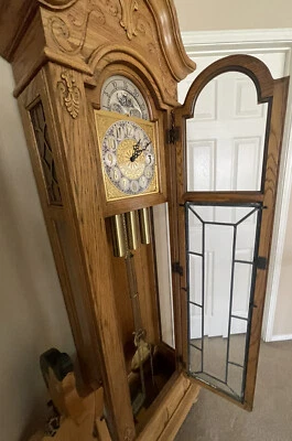 RELOJ RIDGEWAY GRAND FATHER VINTAGE - MADERA DE ROBLE RELOJ DE BUENA CALIDAD (VIRGINIA)�� Foto 1 de 4