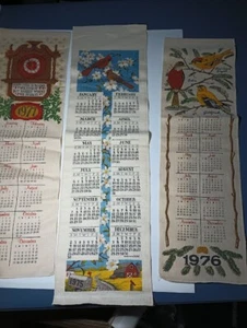 Vintage 70er Jahre Vogel Leinen/Stoff Kalender Konvolut (4) RAR ALLE VERSCHIEDEN - Bild 1 von 10