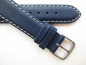 Prusian Blue - white stitched - 19 MM casual leather watch band sdtrap - Picture 1 of 5