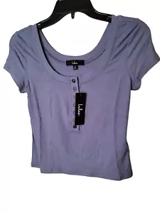 Lulus Size Medium Womens Crop Top Purple Short Sleeve Shirt NWT - Picture 1 of 6