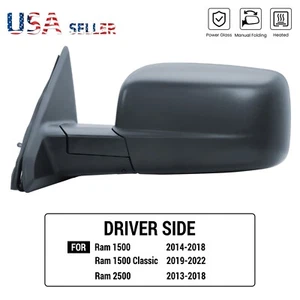 Driver Left Side Door Mirror for RAM 1500 14-18 ,1500 Classic 19-22 2500 13-18 - Picture 1 of 9