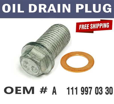 OEM Engine Oil Pan Sump Drain Plug Bolt with Washer Seal for Mercedes 1119970330 - Image 1 of 4