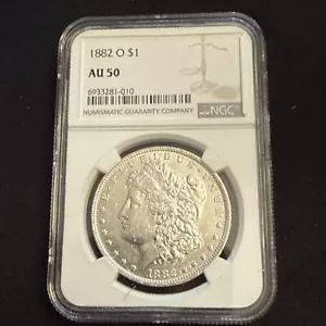 1882 O Morgan Silver Dollar NGC AU 50 - Picture 1 of 4
