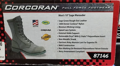 *NUEVO* Botas de Caminar Corcoran Full Force Para Hombre 10" Verde Salvia Merodeador Talla 6.5 D Foto 1 de 4