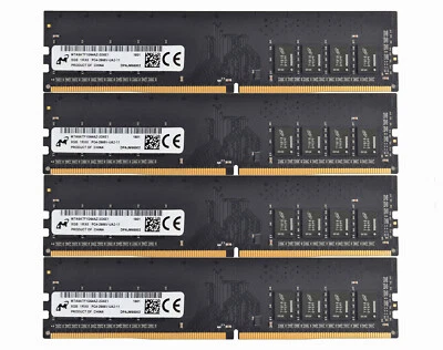 Micron 4x8GB 1RX8 PC4-2666V DDR4 21300Mhz 288Pin UDIMM Desktop Memory RAM‘ - Image 1 of 4