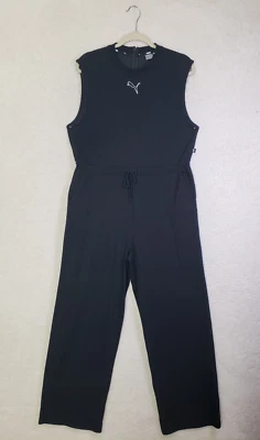 Puma Women Jumpsuit Large Black Poly Blend Sleeveless Drawstring Slash Pockets - image 1 of 4