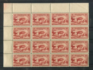 M2027 Australia 1932 SG141 - 2d scarlet in a top left corner block of 16. - Picture 1 of 2