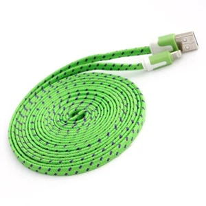10FT Fabric Braided flat Data Sync Power Charger Cable FOR iPhone 7 6 plus 5s 5c - Picture 1 of 22