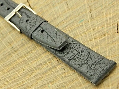 Correa de reloj Accutron vintage de cuero sintético sin usar con hebilla de tono plateado de 16 mm NOS Foto 1 de 4