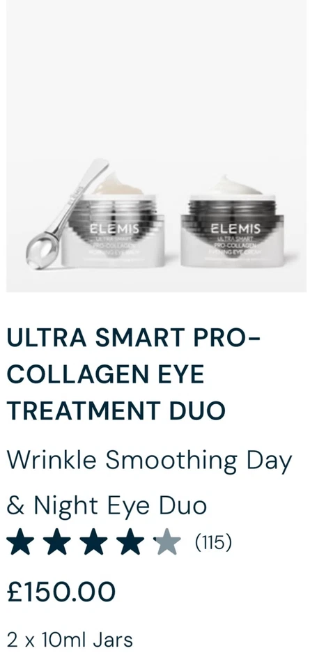 ‘ELEMIS ULTRA SMART PRO-COLLAGEN EYE TREATMENT 2 X 10ML EXPIRY 2027, TRACKED p+p - Image 1 of 1