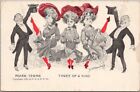 c1905 Comic Greetings Postcard "POKER TERMS - THREE OF A KIND" Dancing Girls
