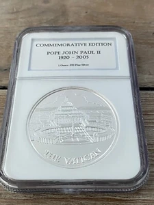 1 OZ .999 Fine Silver Coin - Pope John Paul II, The Vatican, NGC Certified, 225 - Picture 1 of 2