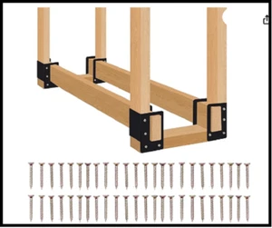 4 Pack Firewood Log Storage Rack Bracket Indoor Outdoor Adjustable Heavy Duty - Picture 1 of 6