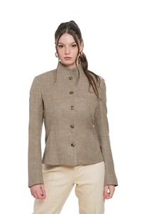 $2100 BELVEST Wool Linen Cotton Woman Korean Jacket Blazer 42 IT / 6 US / 38 FR - Picture 1 of 8