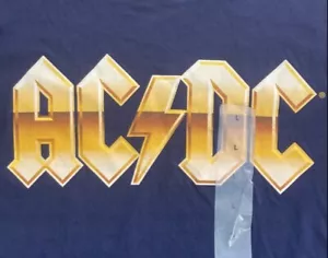 Womans AC/DC Short Sleeve Tee shirt size Large NWT Navy Blue T Shirt Official - Picture 1 of 5